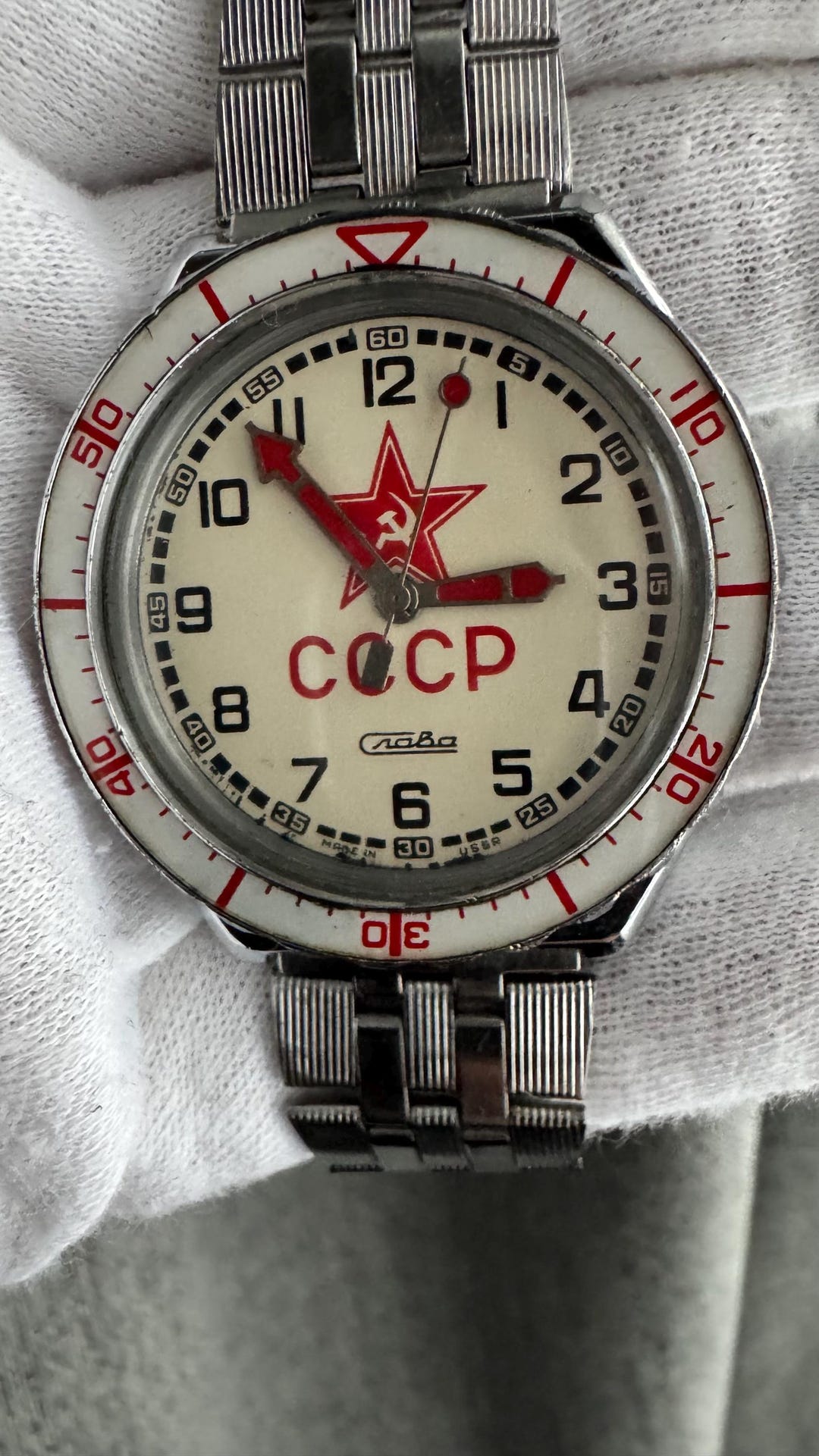 Vintage Watch Slava USSR Red Star Quartz 3056 USSR Soviet Wrist ...