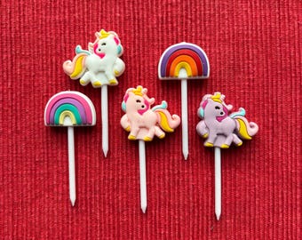 Food Picks Set Unicorns and Rainbows