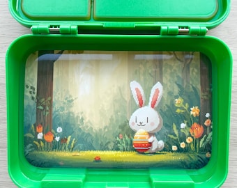 Lunchbox insert “Pixel rabbit in a spring forest”