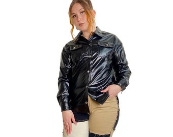 エクルベージュ エレノア☆Faux leather shirt JK - レザージャケット