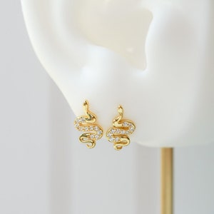 Snake Earrings, Sterling Silver Stud Earrings, Small Stud Earrings, Minimalist Earrings, Stud Earrings For Women, Dainty Stud Earrings