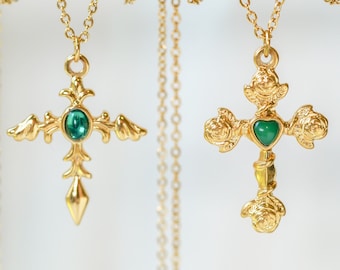 Cross Necklace, Gold Cross Gift, Cross Pendant For Women, Cross Jewelry, Gold Pendant Necklace, Handmade Jewelry, Chain Necklace, Dainty