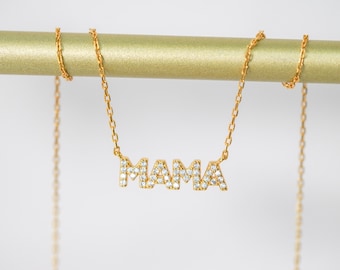 Mama Necklace, Sterling Silver Necklace, Mother Gift, Gold Mama Necklace, Dainty Sterling Silver Necklace, Minimalist Necklace, Gift For Mom