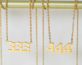 Angel Number Necklace, Number Necklace, 111, 222, 333, 444, 555, 666, 777, 888, 999, Lucky Necklace, Handmade Jewelry, Gold Necklace, Gifts