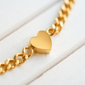 Gold Chain Bracelet, Heart Bracelet, Gold Chain, Gold Bracelet, Stainless Steel Chain, Cuban Link Chain, Gifts For Her, Valentines Day Gift