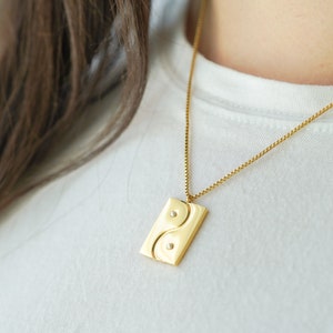 18K Gold Plated Necklace, Ying Yang Necklace, Gold Heart Necklace, Layering Necklace, Waterproof Necklace, Christmas Gifts, Gift for Her