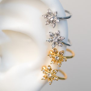 Ear Cuff No Piercing, Dainty Ear Cuff, Crystal Ear Cuff, Upper Ear Earring, Star Ear Cuff, Snowflake Earrings, Ear Cuff Earrings, Christmas