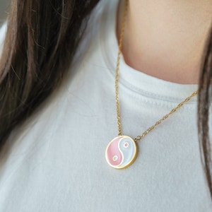 Yin Yang Necklace, 18K Gold Necklace, Yin Yang Jewelry, Handmade Jewelry, Christmas Gifts for Her, Ying Yang Pendant, Layering Necklace