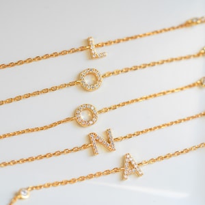 Gold Initial Bracelet, Dainty Initial Bracelet, Sterling Silver Bracelet, Gold Bracelet, Minimalist Bracelet, Charm Bracelet, Gifts For Her