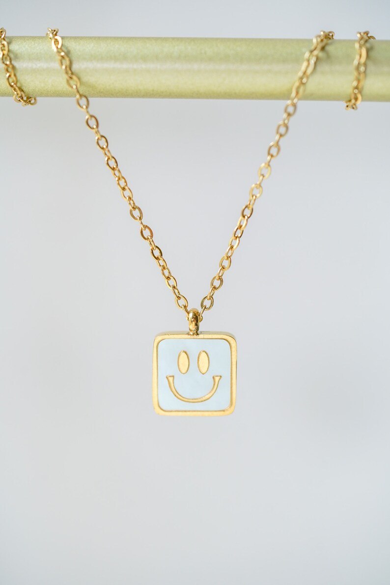 Simley With Chain Silver Smiley Face Necklace, Smiley Face Jewelry, Charm Necklace ...