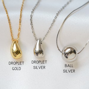 Sterling Silber Halskette, Gold Anhänger Halskette, Teardrop Halskette, einfache Silber Halskette, Minimalist Schmuck für Frauen, einfacher Schmuck