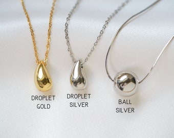 Sterling Silber Halskette, Gold Anhänger Halskette, Teardrop Halskette, einfache Silber Halskette, Minimalist Schmuck für Frauen, einfacher Schmuck