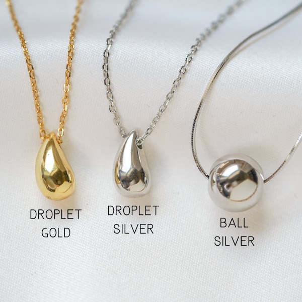 Sterling Silver Necklace, Gold Pendant Necklace, Teardrop Necklace, Simple Silver Necklace, Minimalist Jewelry For Women, Simple Jewelry