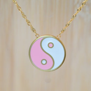 Yin Yang Necklace, 18K Gold Necklace, Yin Yang Jewelry, Handmade Jewelry, Christmas Gifts for Her, Ying Yang Pendant, Waterproof Necklace