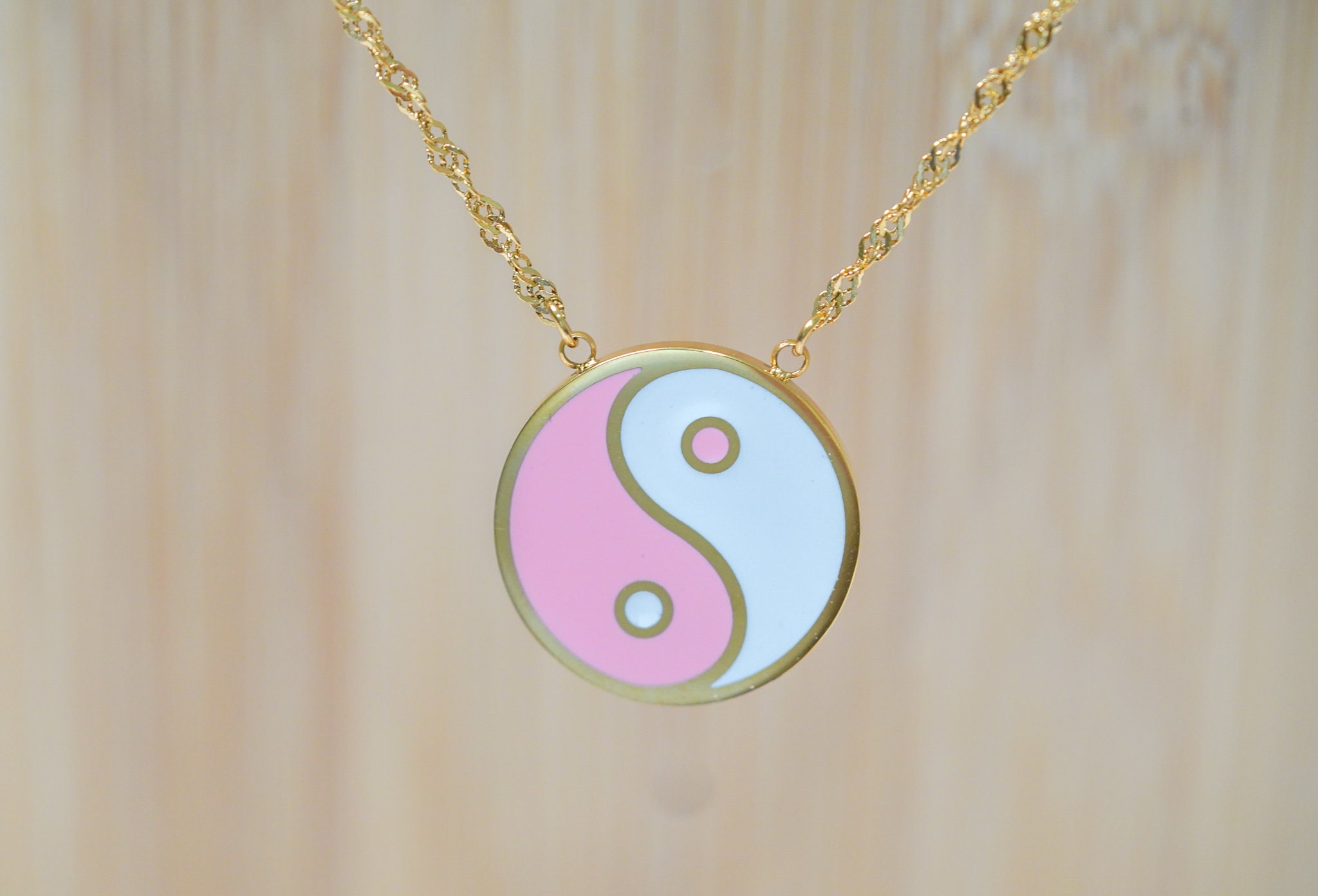 Yin Yang Necklace, 18K Gold Necklace, Yin Yang Jewelry, Handmade 