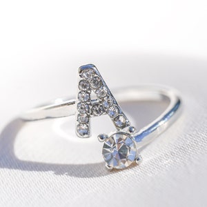 Initial Ring, Silver Ring, Dainty Initial Ring, Custom Ring, Adjustable Ring, Custom Initial Ring, Minimalist Monogram Ring, Christmas Gifts