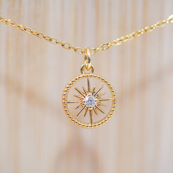 North Star Necklace, Gold Necklace, Opal Star Necklace, Polaris Necklace, Starburst Necklace, Celestial Jewelry, Christmas Gifts, Dainty