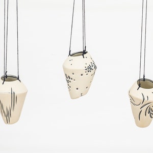 TERRA Ceramic Hanging Planter Natural and Dark Grey image 2