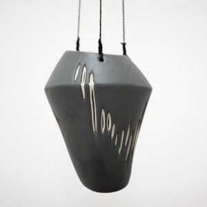 TERRA Ceramic Hanging Planter Natural and Dark Grey image 9