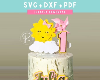 Little sunshine cake topper svg | First birthday | SVG DXF PDF | Instant download | Cricut and Silhouette cut file