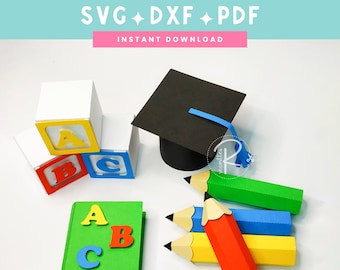 Grad cake topper svg | Graduate or teacher theme | SVG DXF PDF | Instant download | Cricut and Silhouette cut file