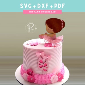 Topo de bolo bailarina svg 3 | Tema de aniversário de bailarina | PDF SVGDXF | Download instantâneo | Arquivo de corte Cricut e Silhouette