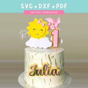 Kleiner Sonnenschein Cake Topper svg | Erster Geburtstag | SVG DXF PDF | Sofortdownload | Cricut und Silhouetten schnitt datei
