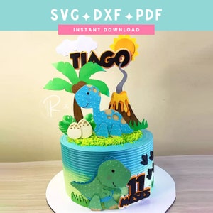 Décoration de gâteau dinosaure svg | Anniversaire bébé dinosaure | SVG DXF PDF | Téléchargement instantané | Fichier de coupe Cricut et Silhouette