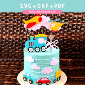 Véhicules de transport pour gâteau d'anniversaire svg | Thème anniversaire garçon | SVG DXF PDF | Téléchargement instantané | Fichier de coupe Cricut et Silhouette
