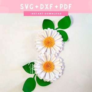 Daisy paper flower template digital download | SVG DXF PDF | Instant download | Cricut and Silhouette cut file