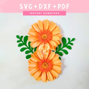 Gerbera Daisy Paper Flower Template: SVG DXF PDF (Digital Download)