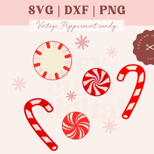 Vintage Peppermint Candy bundle | SVG DXF PNG files | Christmas Svg | Commercial license included