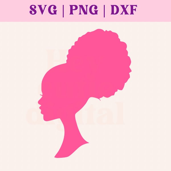 Afro Barb head SVG | Black Barb Doll head silhouette svg | svg png dxf | Instant download | Cricut and Silhouette cut file