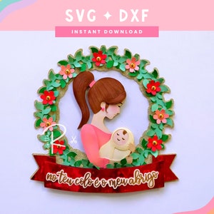 Descarga digital del topper del pastel del día de la madre / SVG DXF / Archivo en capas de mamá y bebé / Descarga instantánea / Archivo de corte Cricut y Silhouette