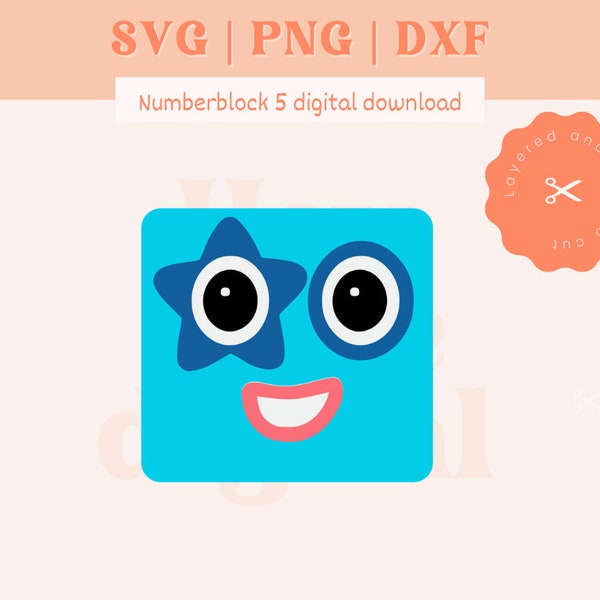 Numberblocks # 5| Number blocks birthday diy | svg png dxf | Instant download | Cricut and Silhouette cut file