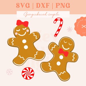 Gingerbread cookie couple and peppermint bundle | SVG DXF PNG files