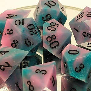 Berry Sherbet - 8 Piece Set (with two D20s) / Sharp Edge Polyhedral Dice / DnD Dice / Dungeons & Dragons / TTRPG Dice / Dice