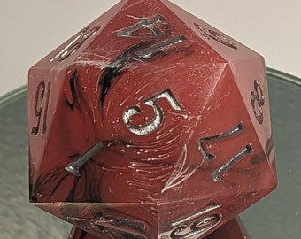 The Queen of Hearts - Handmade 40mm Jumbo D20 / Sharp Edge Polyhedral Resin Dice / DnD Dice / Dungeons & Dragons / TTRPG Dice / Dice