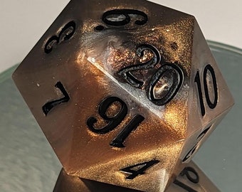 Compound Copper - Handmade 40mm Jumbo D20 / Sharp Edge Polyhedral Resin Dice / Chonk / DnD Dice / Dungeons & Dragons / TTRPG Dice / Dice