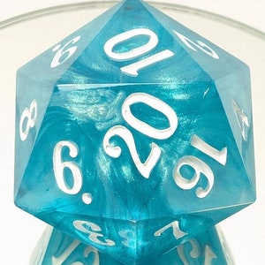 Turbulent Seas - Handmade 40mm Jumbo D20 / Sharp Edge Polyhedral Resin Dice / DnD Dice / Dungeons & Dragons / TTRPG Dice / Dice