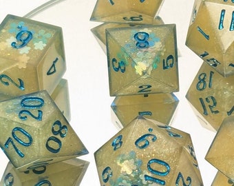 BluRaz Lemonade - 8 Piece Set (with two D20s) / Sharp Edge Polyhedral Dice / DnD Dice / Dungeons & Dragons / TTRPG Dice / Dice