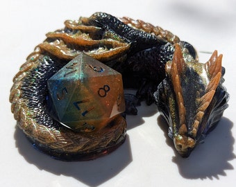 Sleeping Dragon / DnD Dice Guardian Dragon / Dragon / Desk Guardian / Handmade Dragon / Resin Dragon / DnD / Dice