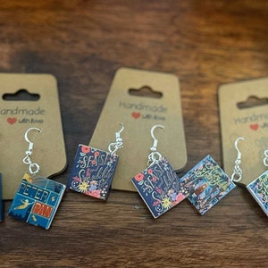 Miniature Book Earrings: Sterling Silver Hooks, Literary Jewelry