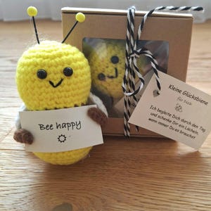 Glücks-Biene *Bee happy* - Glücksbringer/ Kraft- und Trostspender/ Mutmacher/ Gute Laune Wegbegleiter Prüfung Abi - Geschenk Mitbringsel
