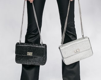 Crystal Rhinestone Bag, Bling Evening Crossbody, Diamond Crystal Shoulder Bag, Luxury Shoulder Purse, Sparkly Wedding Handbag, High Quality