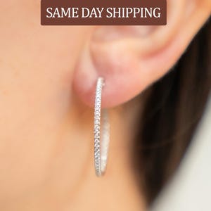 30MM Hoop Earrings VVS1 Moissanite Lab Grown Double Hoop Statement Wedding Earrings Gift For Her Moissanite Earrings Moissanite Jewelry