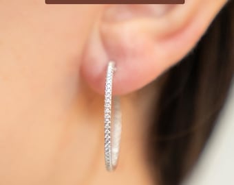 30MM Hoop Earrings VVS1 Moissanite Lab Grown Double Hoop Statement Wedding Earrings Gift For Her Moissanite Earrings Moissanite Jewelry