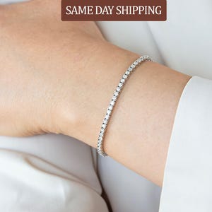 2MM Moissanite Tennis Bracelet Sizes 5.5" - 8.3" VVS1 Lab Gem Moissanite Tennis Gift For Her Bridal Wedding Bracelet Tennis Bracelet