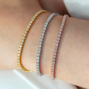 2MM Moissanite Tennis Bracelet 5.5" - 8.3" Elegant Everyday Dainty Minimalist Jewelry Gift For Her Lab Grown Stacking Moissanite Bracelet