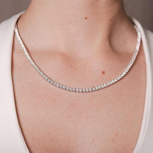 Moissanite Tennis Necklace 3MM VVS1 Diamond Tennis Necklace Gift for Her Bridesmaid Gift Tennis Necklace Moissanite Wedding Necklace